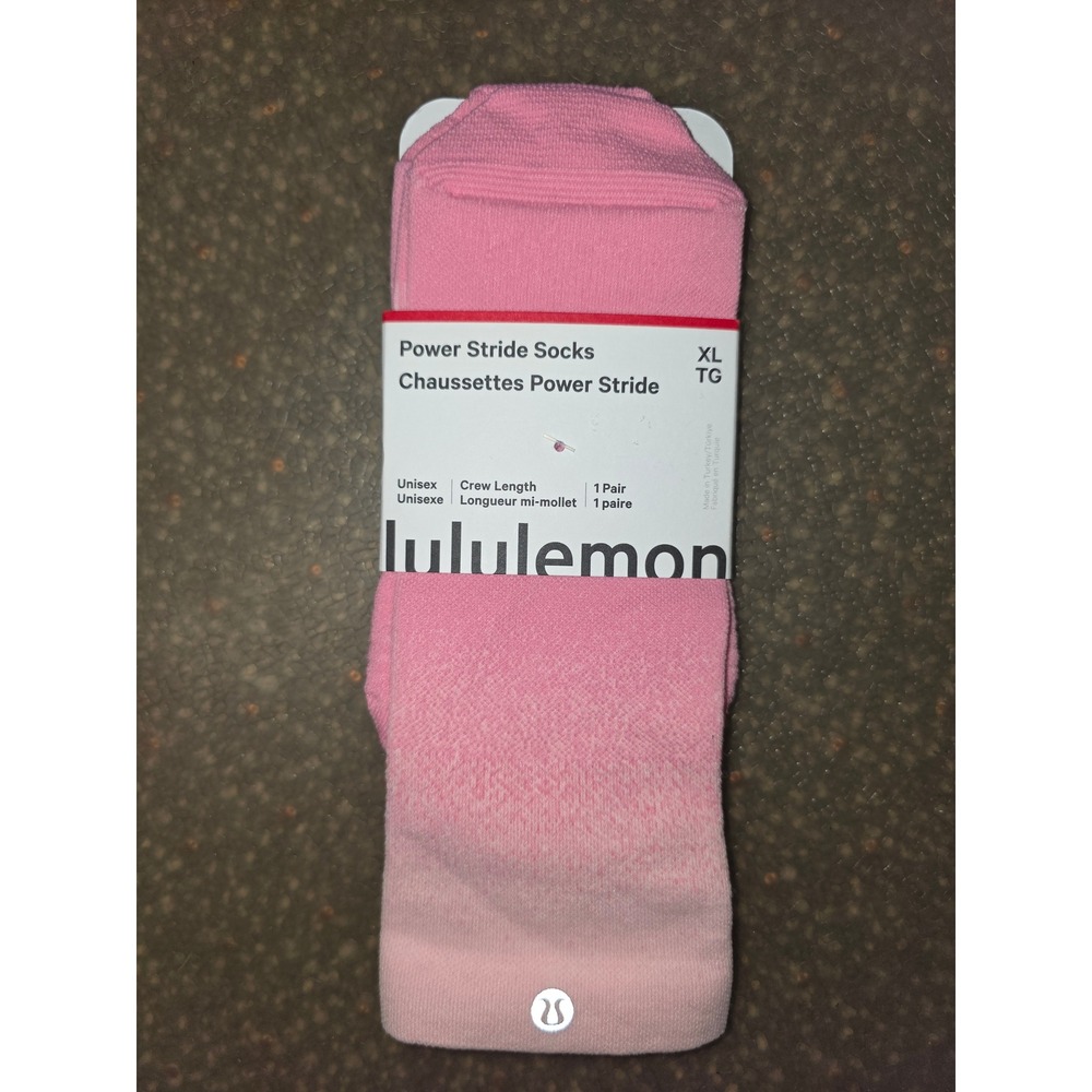 Lululemon Power Stride Crew Socks Candy Cloud Coconut Ivory Unisex XL Ombre